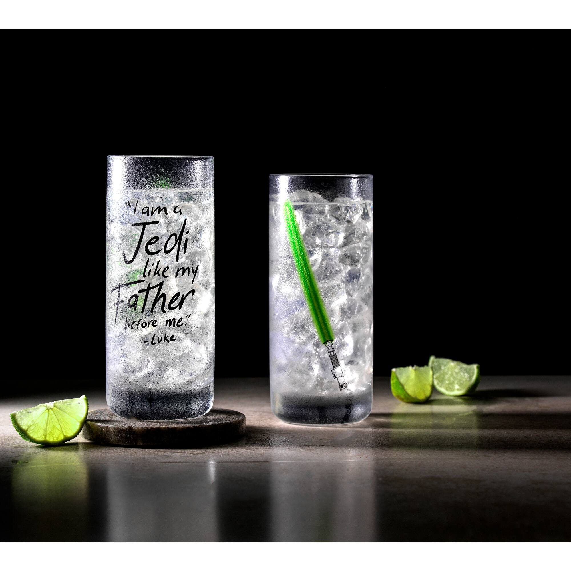 JoyJolt® Star Wars™ 14.2oz. New Hope Luke Skywalker Green Lightsaber Tall Drinking Glass, 2ct.